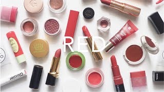 Red Colour Mood  Lipstick Blush Eyeshadow and Accessories  AD [upl. by Noelopan879]