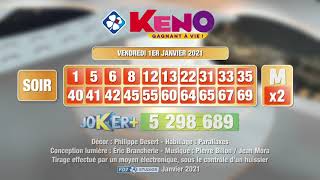 Tirage du soir Keno gagnant à vie® du 01 janvier 2021  Résultat officiel  FDJ [upl. by Sualokcin594]