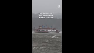 Cascade Locks sternwheeler breaks free of moorings in blizzard conditions [upl. by Blanka600]