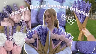 how to crochet a flower bouquet beginner tutorial [upl. by Hareema]