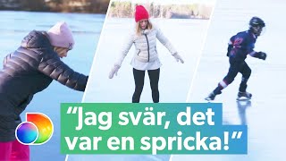 Bianca får panik när isen spricker under quotmysigquot skridskotur  Wahlgrens värld  discovery Sverige [upl. by Micro]