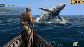 Humpback Whale 🐋 Harpooning Killer Whale amp Great White Shark Assassins Creed IV Black Flag 4k UHD [upl. by Avah]