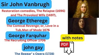 Sir John Vanbrugh George Etherege George Farquhar  john gay with notes [upl. by Amalbergas243]