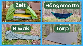 Was Ist Besser Zelt Hängematte Biwak Tarp [upl. by Ettelrac]