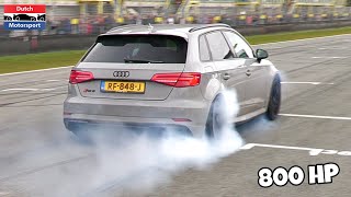 800HP Audi RS3 Drag Racing  Crazy Burnouts [upl. by Nuhs]