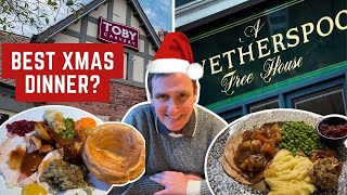 Reviewing CHRISTMAS DINNER at Toby Carvery and Wetherspoons Which is BETTER [upl. by Nosak467]