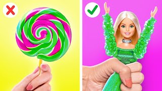 AWESOME CANDY DRESS for BARBIE 💞 Yummy Food amp Candy Hacks by 123GO HACKS [upl. by Imik]