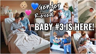 BABY 3 IS HERE👶🏻 SURPRISE GENDER REVEAL AT BIRTH amp NAME REVEAL [upl. by Suedama856]