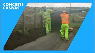 Concrete Canvas CC Ditch Lining  M1 UK  CostainCarillion Joint Project [upl. by Eillil]