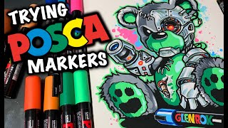 TRYING POSCA PAINT MARKERS for the FIRST TIME [upl. by Eerrehs]