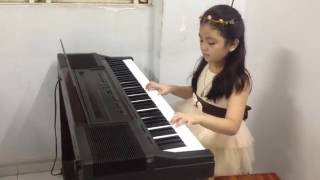 Young girl playing Piano  Beautiful In White [upl. by Ardnekan]