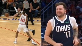 Luka Doncic hits crazy scoop shot layup from near 3pt and can only laugh 😂 [upl. by Kcirdla]