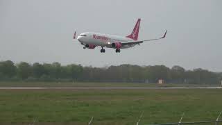 Corendon Airlines Europe B737800 Landing Groningen Airport Eelde [upl. by Ethyl]