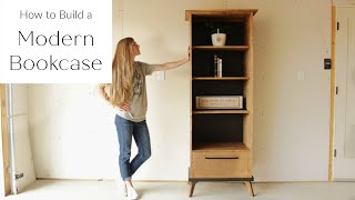 How to Build a Modern Bookcase CabinetWITH STORAGE DRAWER [upl. by Annoirb820]