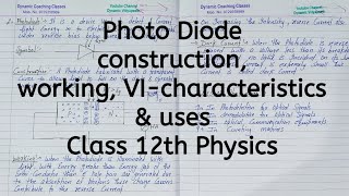 Photodiode construction working VI characteristics Dark current uses Chapter 14 Semiconductor [upl. by Annohsak]