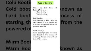 What is booting in computer Types of booting [upl. by Yblocaj]