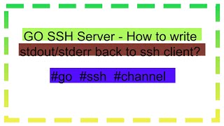 GO SSH Server  How to write stdoutstderr back to ssh client [upl. by Esidnak]