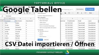 CSV Dateien importieren  Öffnen Google Tabellen  Spreadsheets [upl. by Terri]