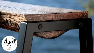 Rustic Modern Log Bench  Welded Steel Legs  DIY Woodworking Build [upl. by Neenwahs479]