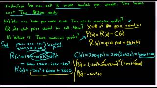 Calculus Optimization Maximum Profit with Price Reductions [upl. by Anaujait]