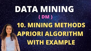 10 Mining Methods  APRIORI algorithm with Example DM [upl. by Igic]