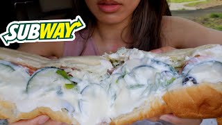 ASMR EATING SUBWAY TUNA SANDWICH amp CHIPS REAL SOUND 먹방 NO TALKING TWILIGHT SHOW [upl. by Aihsyak568]