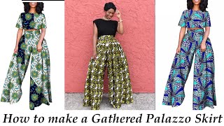 How to make a Pleated Palazzo pant  Divided Skirt  Cut and sew a Palazzo Pant [upl. by Emmalyn]