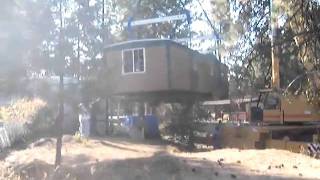 Moving singlewide mobile home by crane [upl. by Derman]