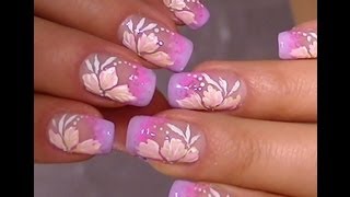 Delicate nail artvideo tutorial sweet flower design [upl. by Marko]