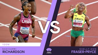 Richardson vs FraserPryce  World Athletics Championships Wins [upl. by Raffo]