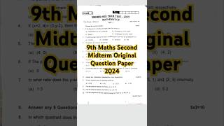 9th Maths Second Midterm Original Question Paper 2024 Important Question [upl. by Mallorie]