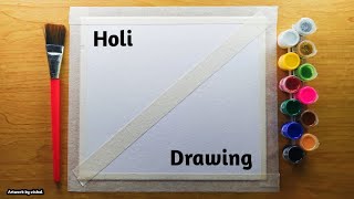 Holi Special Drawing 2024 easy watercolor painting for beginners step by step tutorial [upl. by Aliakim]