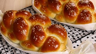 Best Challah Bread Recipe ｜How to Make Challah Bread ｜ 4 Strand Challah Braid challahbread [upl. by Cynarra49]