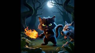 The brave kitten chased away the wolf😾 cat dog dog and Cats 93 capcut [upl. by Dutch]