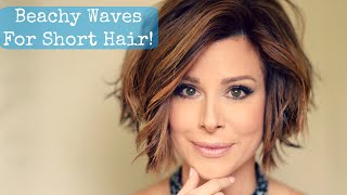 BEACH WAVES FOR SHORT HAIR TUTORIAL  How to curl your hair with a flat iron  Dominique Sachse [upl. by Adorl574]