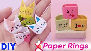 NO GLUE DIY KAWAII PAPER RINGS Cute diy Origami Rings easy craft ideas with paper diy paper craft [upl. by Leizar]