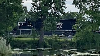 NS SD402s s 6137 amp 6105 lead NS B19 west through Dearborn MI 6224 [upl. by Nosnah]