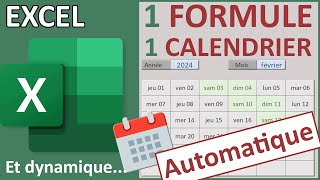 Calendrier automatique avec une seule formule Excel [upl. by Manson]