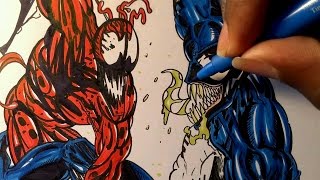 Drawing Venom vs carnage Marvel comics [upl. by Ffoeg]