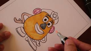 Coloring Mrs Potato Head Toy Story with Colored Pencils  Full tutorial  Coloring Book [upl. by Aneek]