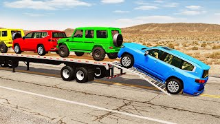 Flatbed Truck Mcqueen  Transportation with Truck  Pothole vs Car 206  BeamNGDrive [upl. by Sybil]