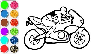 Apprendre À DESSINER MOTO SPIDERMAN COLORIER vidéo éducative amp Planète coloriage [upl. by Aninaig]