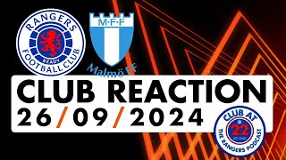 Malmo 02 Rangers  Club Reaction [upl. by Elokcin664]