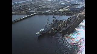 Aerials of WSF2 705 Charles Street Demolition Coast Guard Ships Bridge Inspection Truck 1990 [upl. by Atiroc]