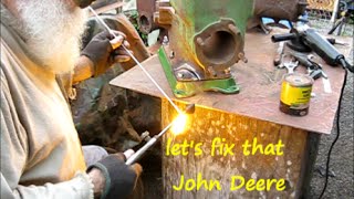 John Deere type e broken block repair brazing cast iron 3of4 [upl. by Mei]