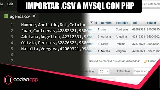 Cómo importar un CSV a una Base de Datos MYSQL con PHP [upl. by Marteena916]