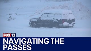 WA drivers navigate first snow of the season  FOX 13 Seattle [upl. by Asilet]