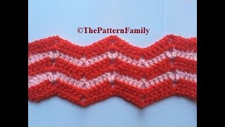 How to Crochet Back Loop Double Crochet RippleChevron Stitch Pattern 466│by ThePatternfamily [upl. by Aennil336]