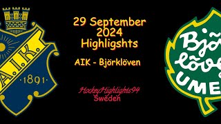 AIK VS BJÖRKLÖVEN  29 SEPTEMBER 2024  HIGHLIGHTS  HOCKEYALLSVENSKAN [upl. by Vander262]