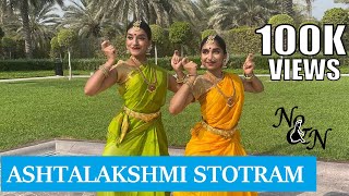 Ashtalakshmi Stotram  Bharatanatyam Dance Choreography  Nidhi and Neha [upl. by Adriene]